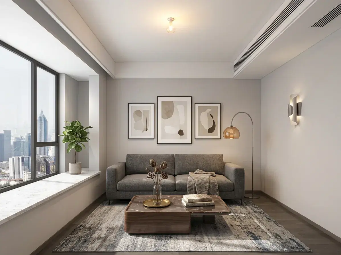 Living room virtually staged with STYLY