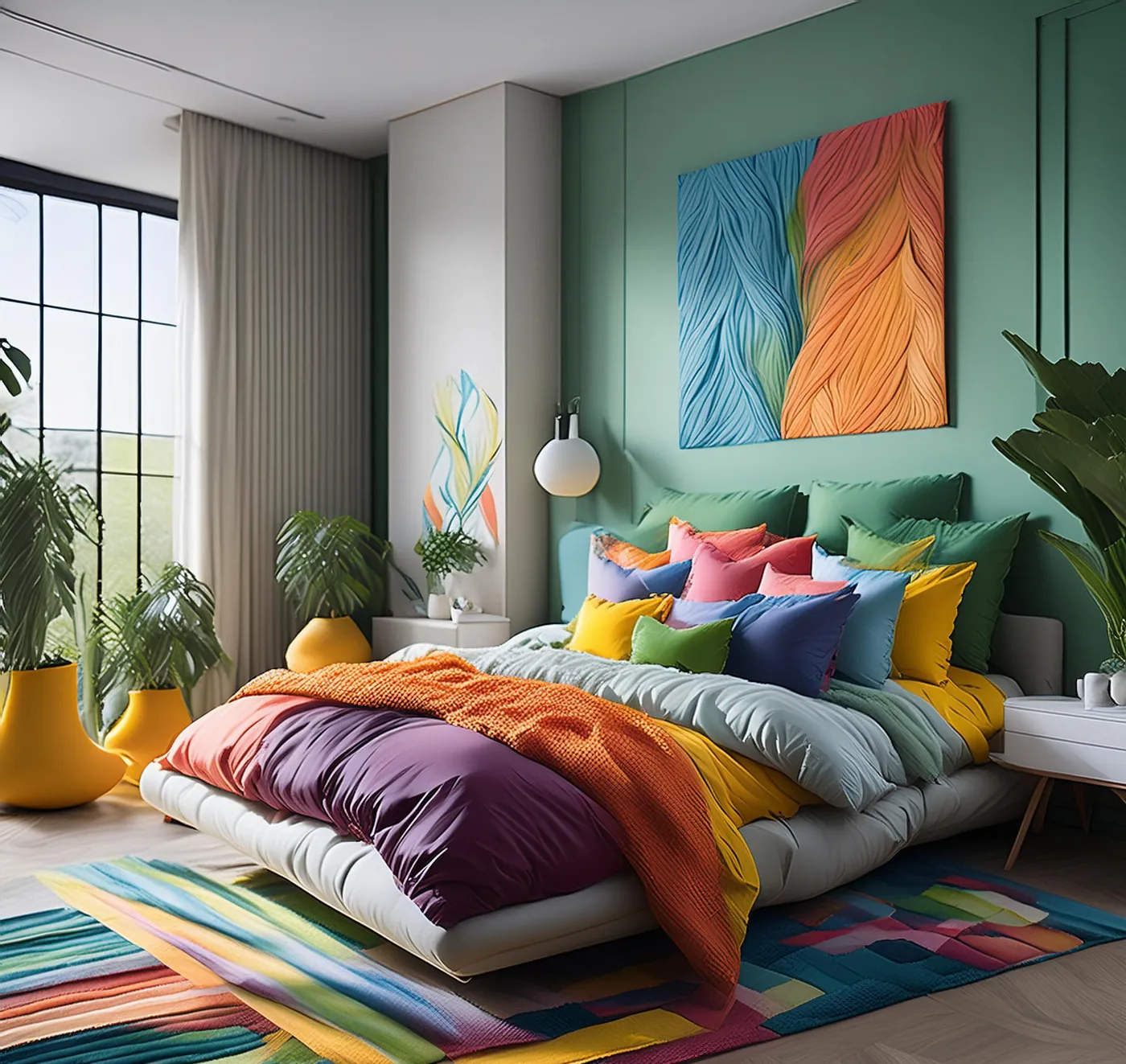 Colorful eclectic bedroom generated with STYLY